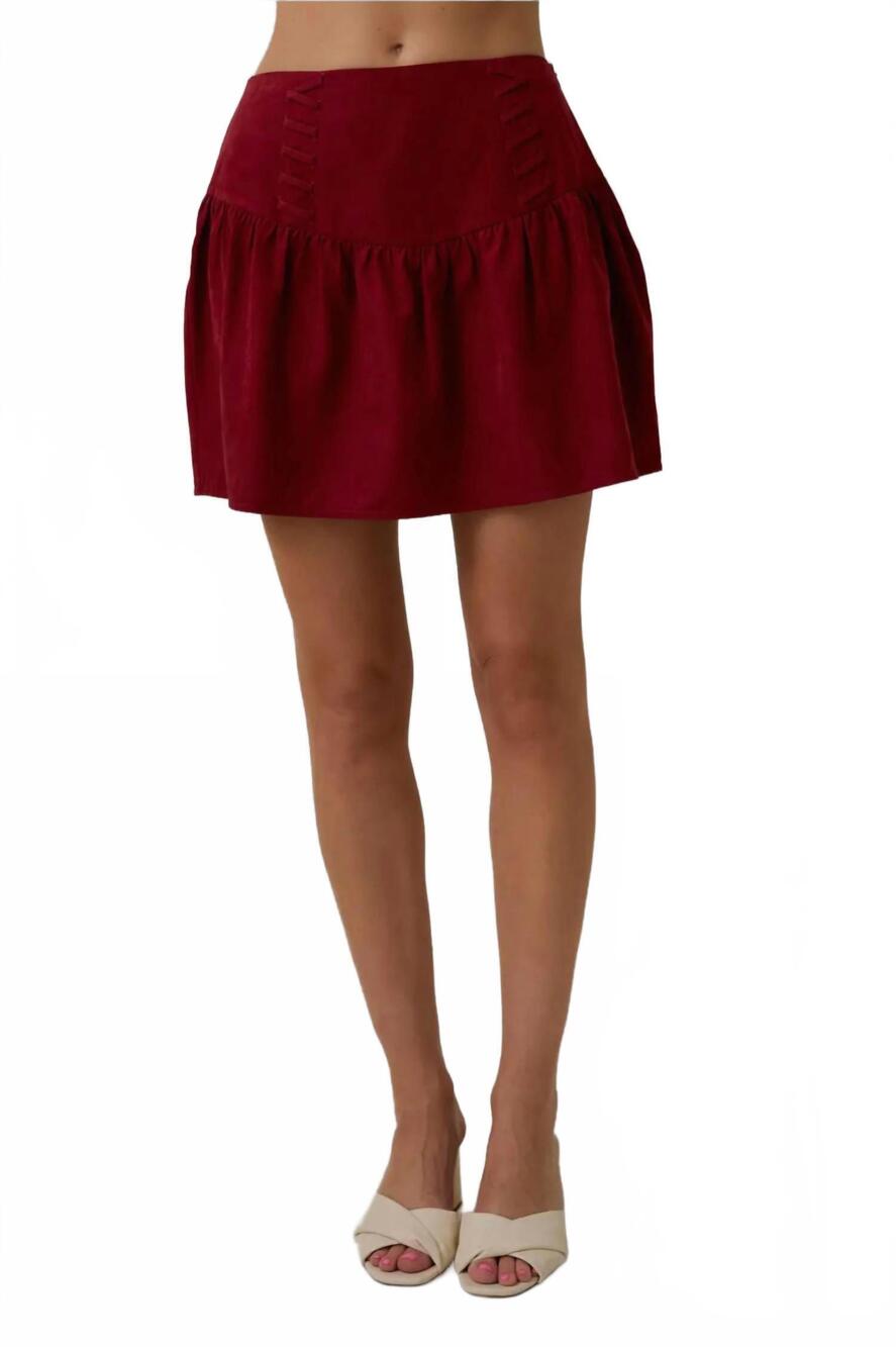 NEW SUNDAY EDITION cassette mini skirt in burgundy